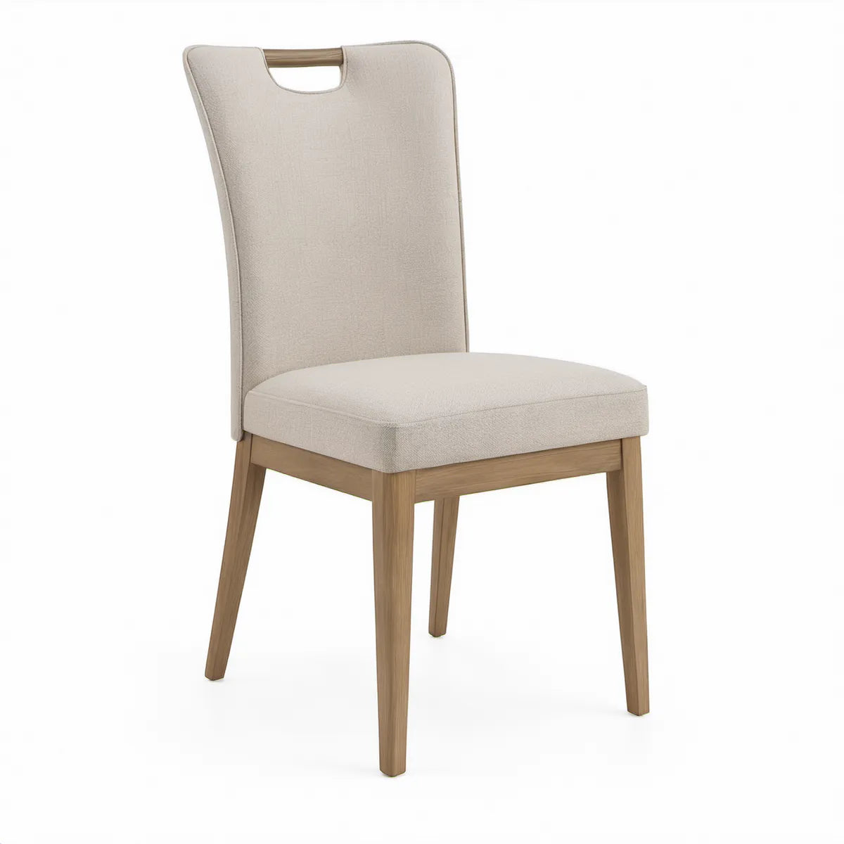 Gepolsterter Stuhl aus Eichenholz und Polyester in Beige/Naturholz, 46 x 56 x 100 cm