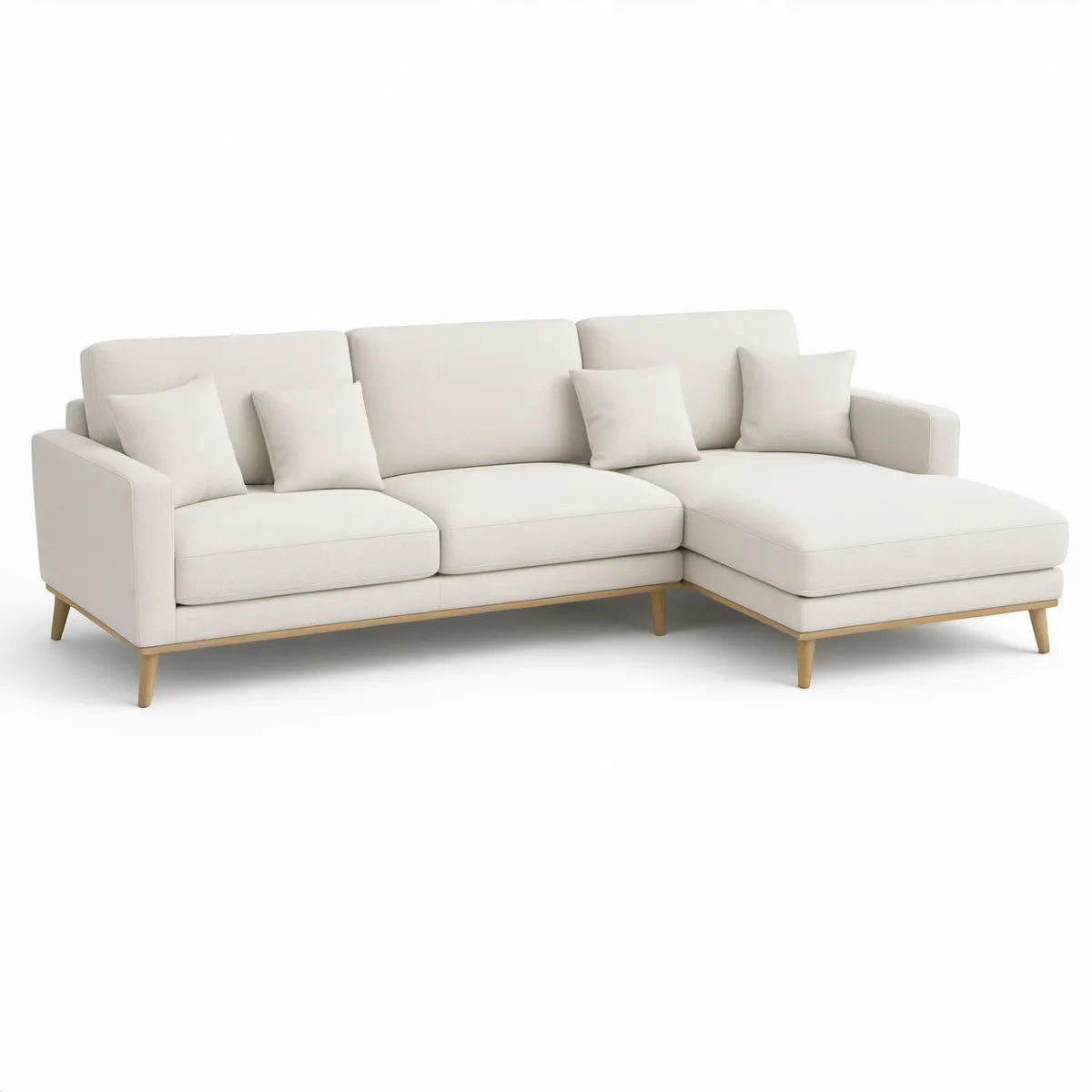 Ecksofa mit rechter Recamiere, 250 × 160 × 85 cm, Creme/Natur