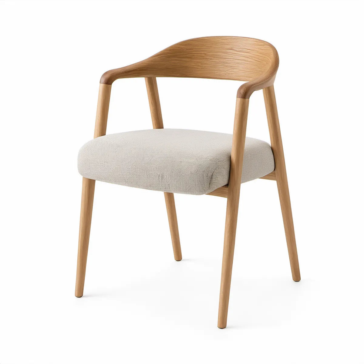 Esszimmerstuhl mit Armlehnen aus massiver Eiche, Beige/Natureiche, 56 x 55 x 78 cm