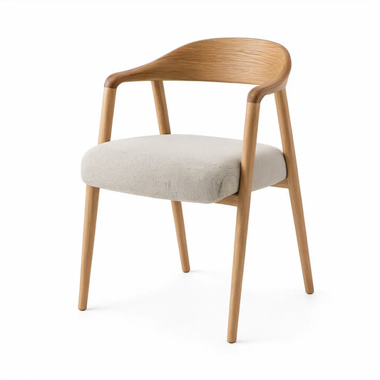 Esszimmerstuhl mit Armlehnen aus massiver Eiche, Beige/Natureiche, 56 x 55 x 78 cm